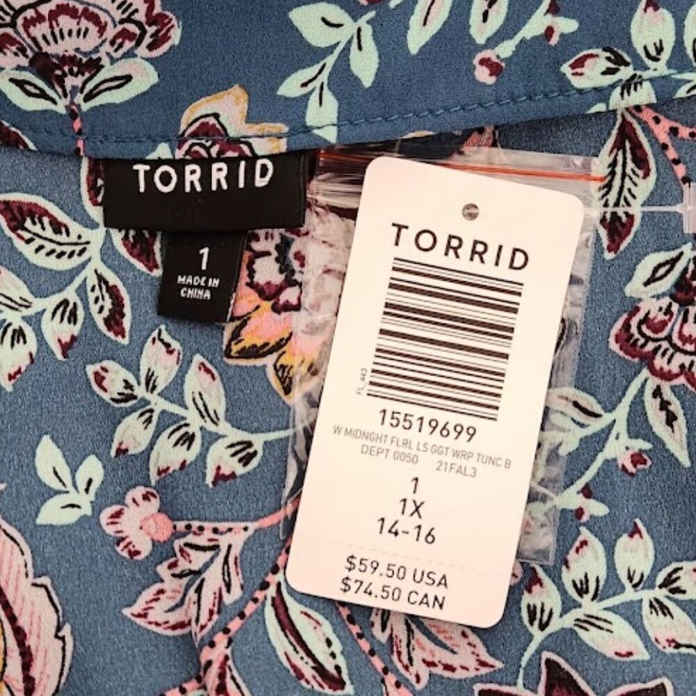 Torrid Women's Wrap Tunic Blouse in size 1X - Picture 6 of 6